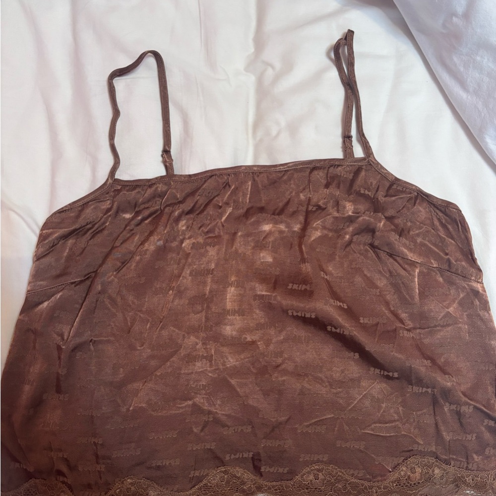 Skims Brown Lace pajama Top